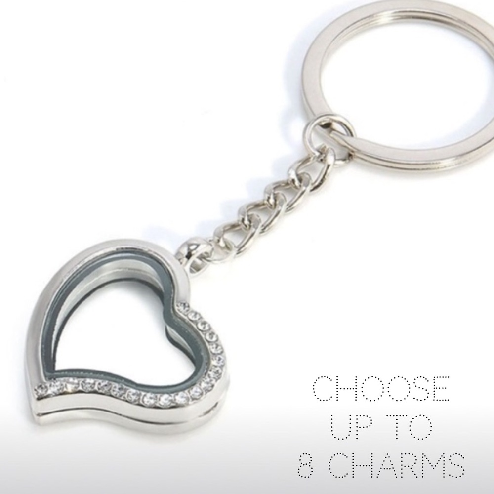 Floating Charm Heart Locket Key Chain Bag Charm